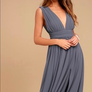 COPY - Full Length Blue Dress: low back & front with slit